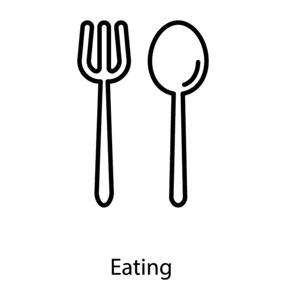 叉子和勺子线图标 — 图库矢量图片