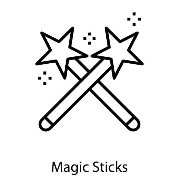 Magic Sticks Ícone Linha — Vetor de Stock