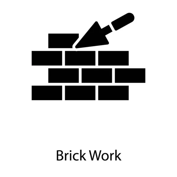 Значок Кирпичной Работы Дизайне Глифов — стоковый вектор
