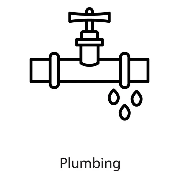 Robinet Eau Plomberie Ligne Icône — Image vectorielle