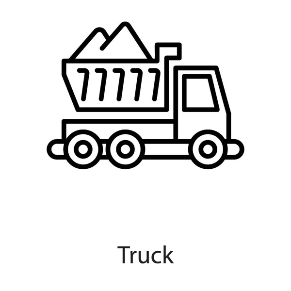 Transportation Dump Truck Line Icon — Stock Vector