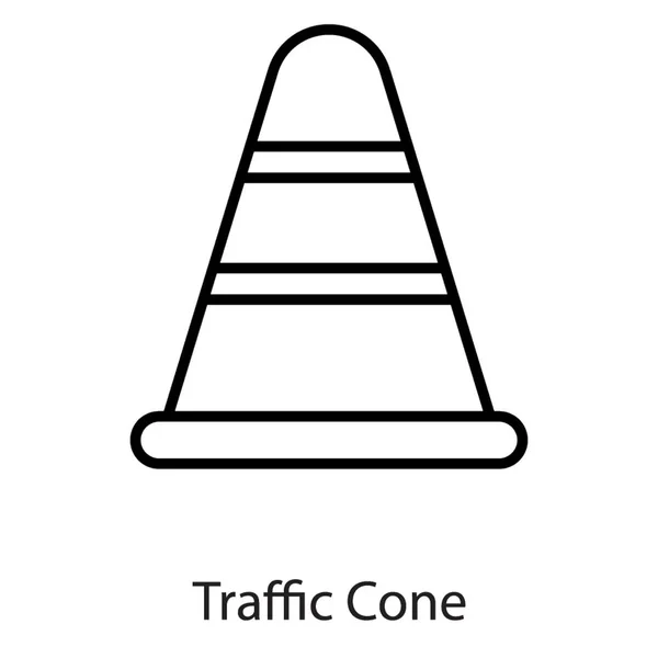 Cone Tráfego Vetor Linha — Vetor de Stock