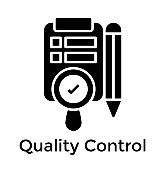 Ikon För Kvalitetskontroll Glyph Vektor — Stock vektor