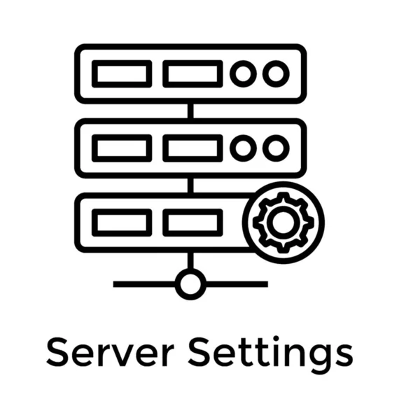 Icona Del Server Dati Nella Progettazione Della Linea — Vettoriale Stock