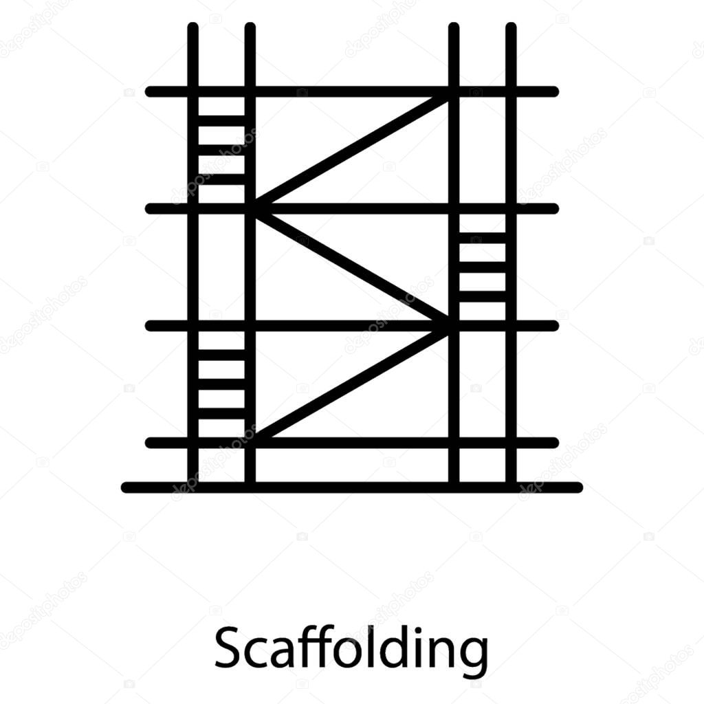 Construction site scaffolding in solid icon 