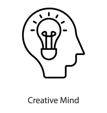Ampul insan zihninin içinde, yaratıcı beyin simgesi.