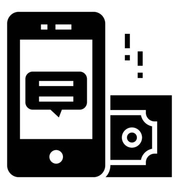 Banknot ile mobil, mobil bankacılık simgesi.