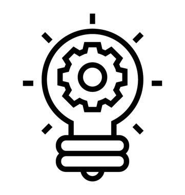 Ampul içinde Dişli, fikir geliştirme simgesi.