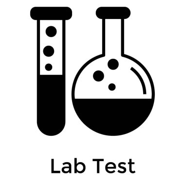 Test tüpü ile şişe, laboratuvar test simgesi.