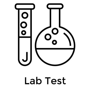 Test tüpü ile şişe, laboratuvar test simgesi.