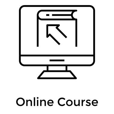 Satır tasarımında çevrimiçi dersin simgesi.