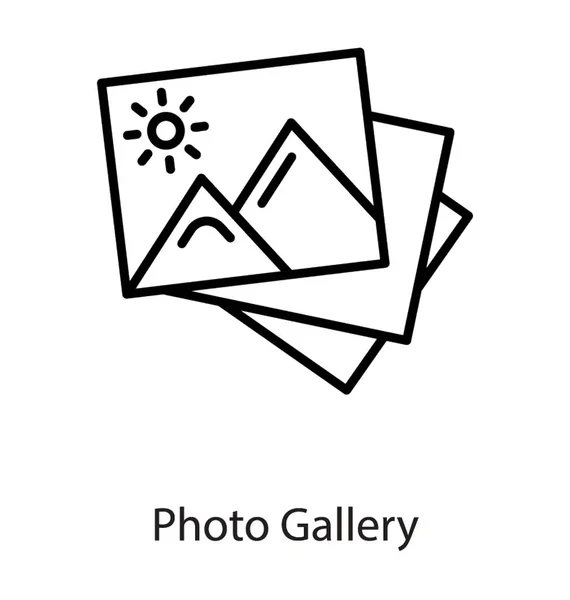 Ikone Der Fotogalerie Zeilendesign — Stockvektor
