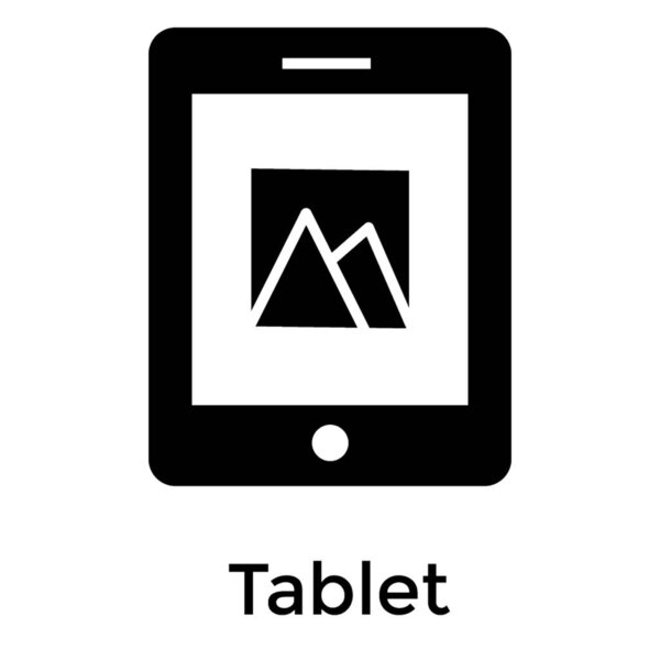 Icon of tablet in filled design.