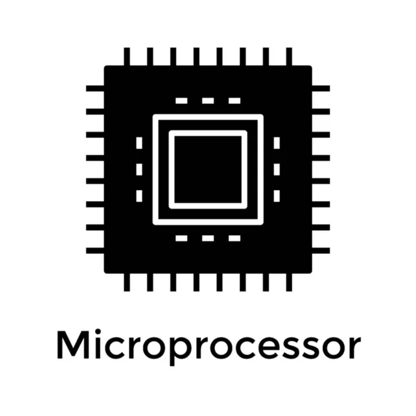Ikon Mikroprosesor Dalam Desain Padat - Stok Vektor