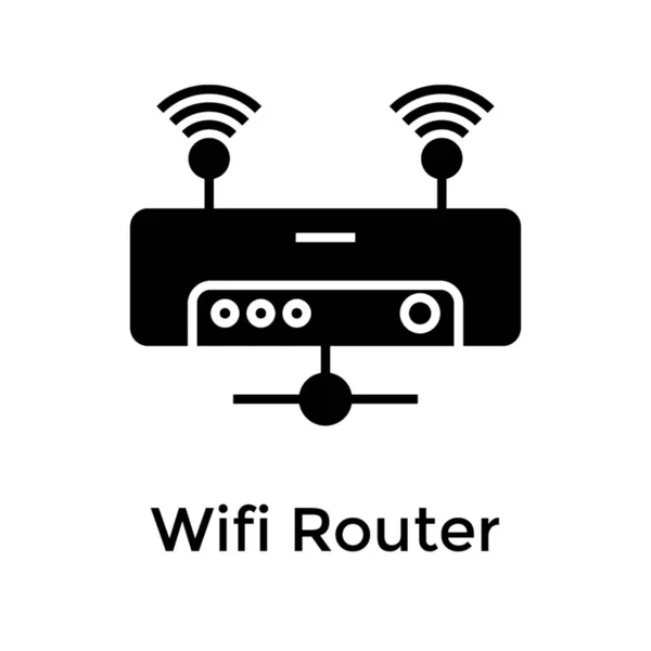 Wifi Router Icoon Solide Design — Stockvector