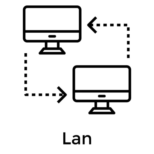 Icono Red Lan Diseño Línea — Vector de stock