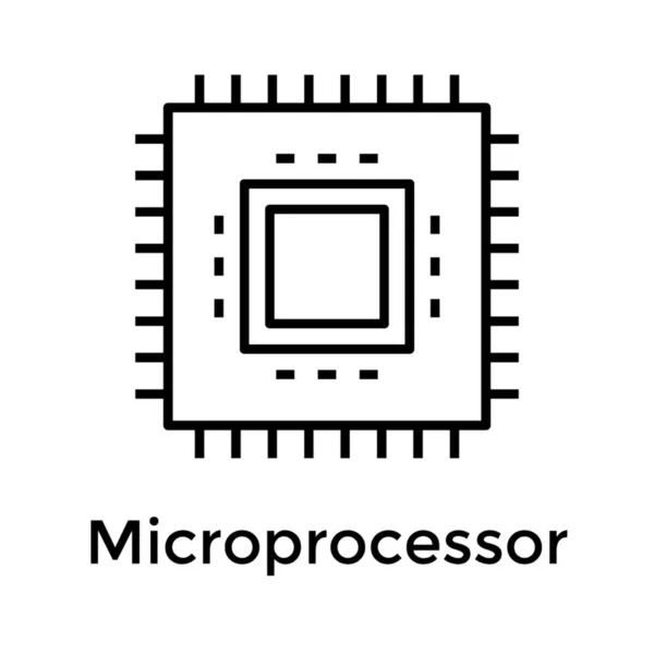 Ikon Mikroprosesor Dalam Desain Baris - Stok Vektor