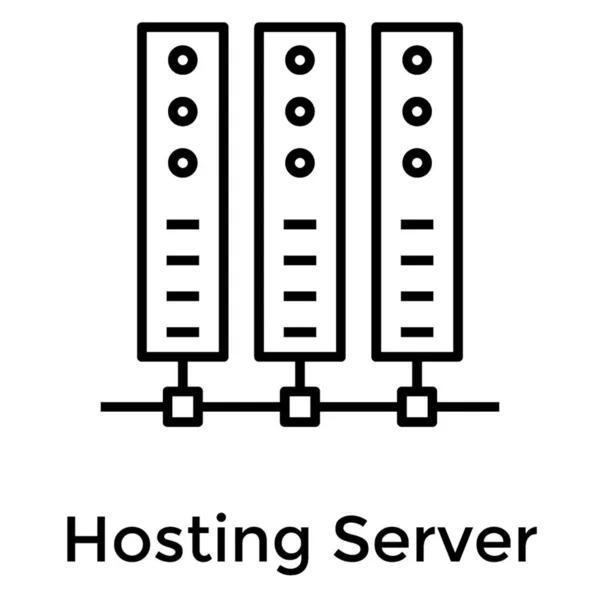 Icona Del Server Hosting Nel Design Della Linea — Vettoriale Stock