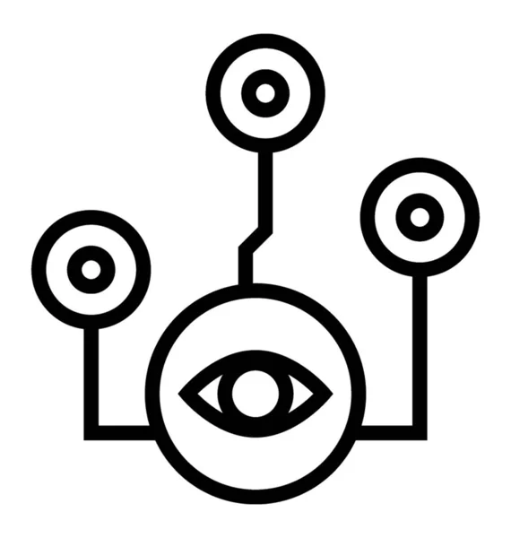 Икона Кибернетического Глаза Линейном Дизайне — стоковый вектор