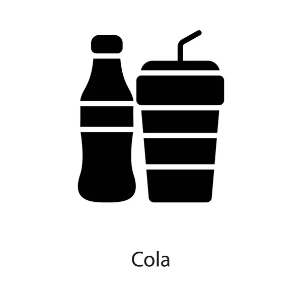 Icono Bebida Cola Diseño Glifo — Vector de stock