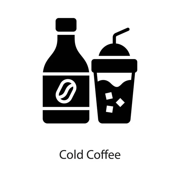 Diseño Sólido Del Icono Del Café Frío — Vector de stock