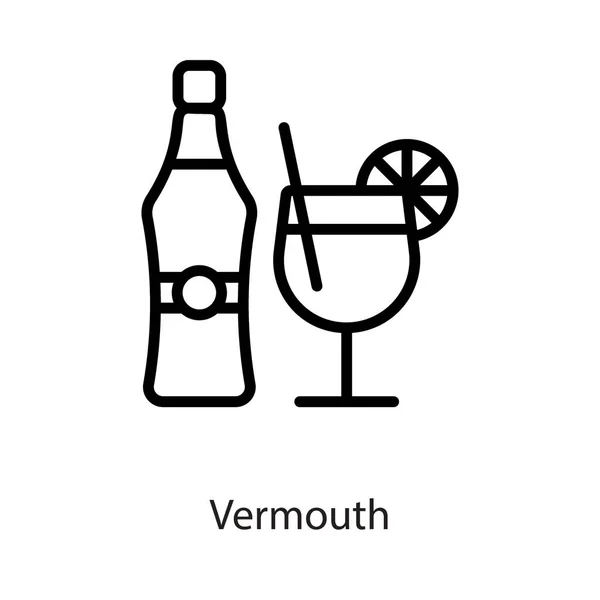 Icono Vermut Línea Diseño — Vector de stock