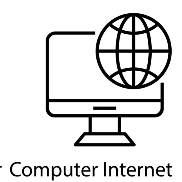 모니터 컴퓨터 인터넷 아이콘글로브 — 스톡 벡터