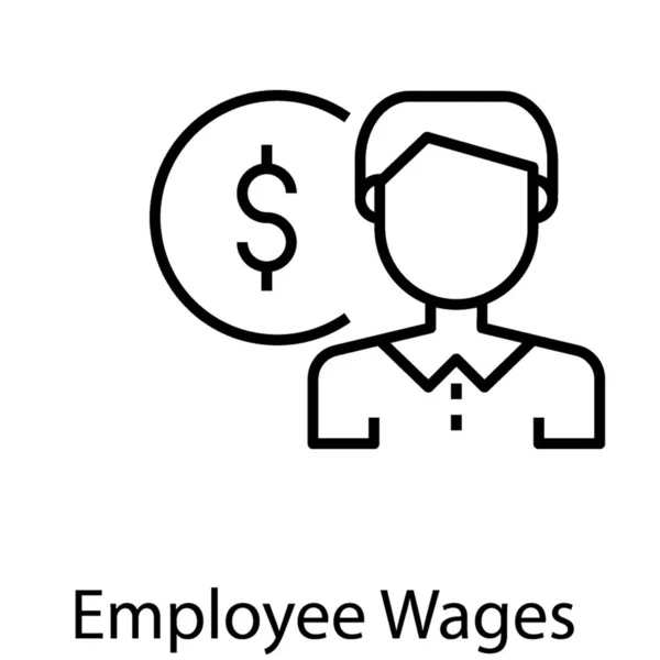 Dolar Ile Adam Satır Tasarımı Çalışan Ücretleri — Stok Vektör