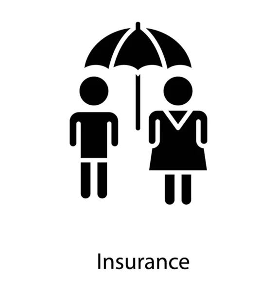 Ikona Ubezpieczenia Rodzinnego Projektowaniu Glifów — Wektor stockowy
