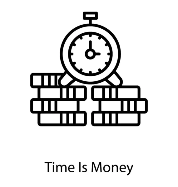 Tiempo Icono Línea Dinero — Vector de stock