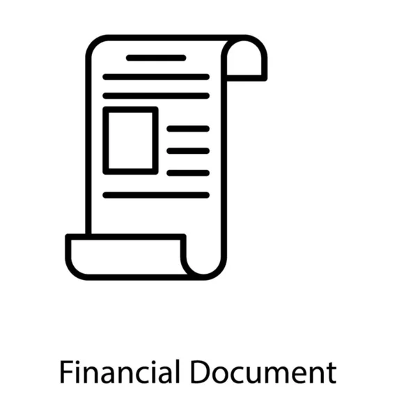 Ícone Documento Financeiro Design Linha — Vetor de Stock