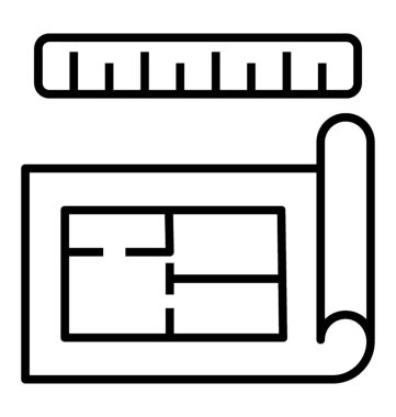 Plan konsepti, mimari çizgi simgesi 