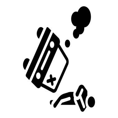 Katı tasarımda devrilen otomobilin pictogramı