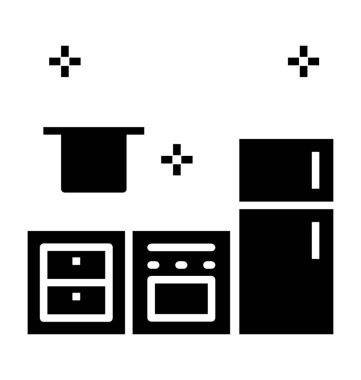 Mutfak, glyph vektör simgesi 