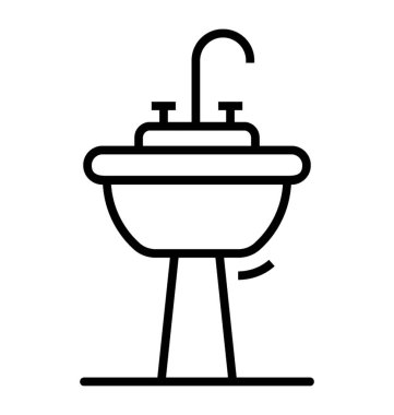 Lavabo yıkama, çizgi vektör lavabo kase 