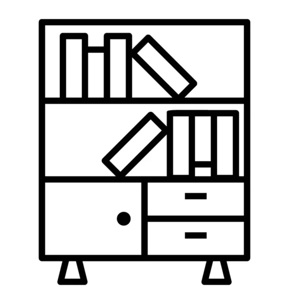 Arranged Books Book Showcase Line Icon — Stock Vector