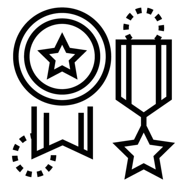 Stjärna Medalj Symbol Linje Design — Stock vektor