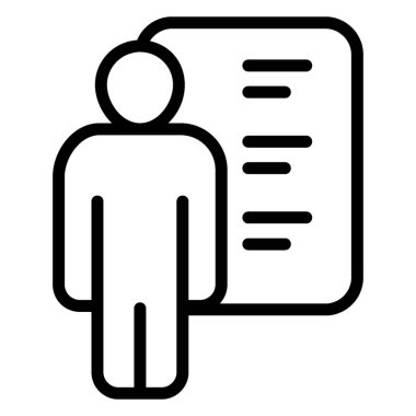 Cv'li kişi, satır tasarımında iş başvurusu simgesi.