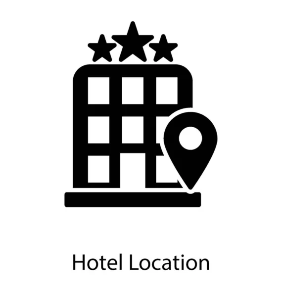 Ubicación Del Hotel Icono Sólido — Vector de stock