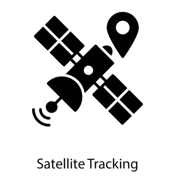 Εικονίδιο Δορυφορικής Παρακολούθησης Απομονώθηκε Λευκό Φόντο — Διανυσματικό Αρχείο