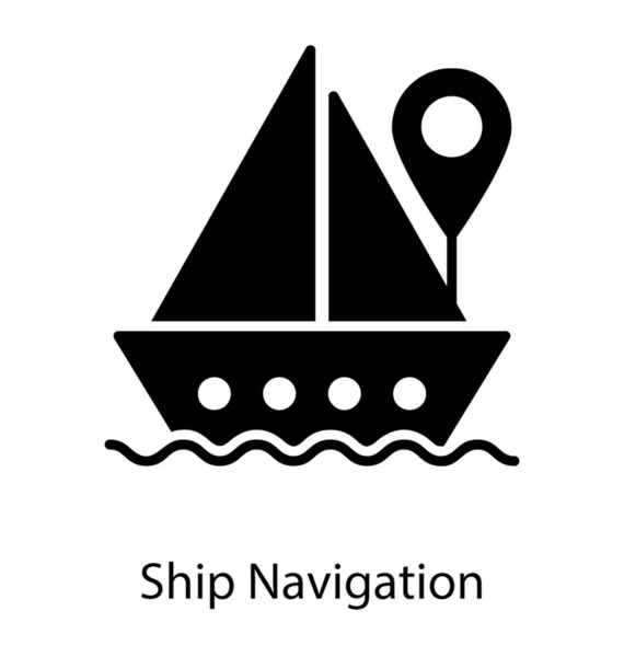 Icono Navegación Del Barco Aislado Sobre Fondo Blanco — Archivo Imágenes Vectoriales