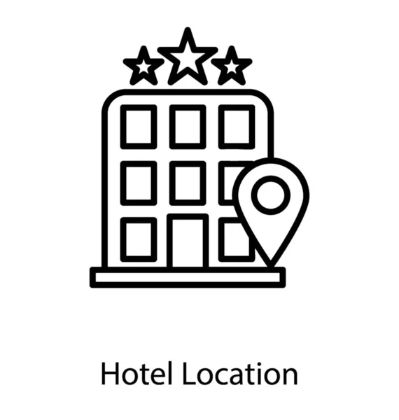 Ubicación Del Hotel Icono Línea — Archivo Imágenes Vectoriales