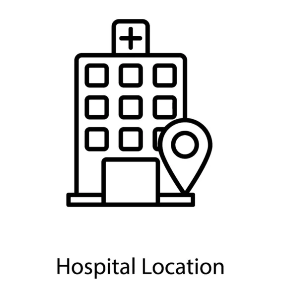 Τοποθεσία Νοσοκομείου Εικονίδιο Γραμμής — Διανυσματικό Αρχείο