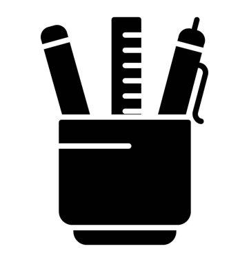 Katı tasarımda kırtasiye tutucu simgesi.