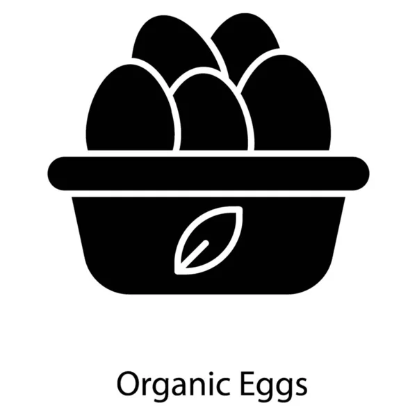 Huevos Orgánicos Bandeja Icono Diseño — Vector de stock