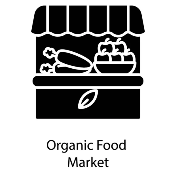 Mercado Alimentario Ecológico Vector Sólido — Vector de stock