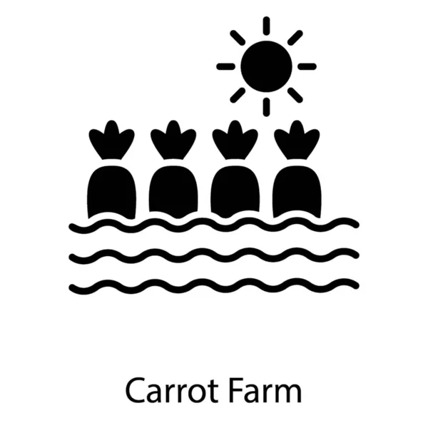 Granja Zanahoria Ecológica Diseño Sólido — Vector de stock