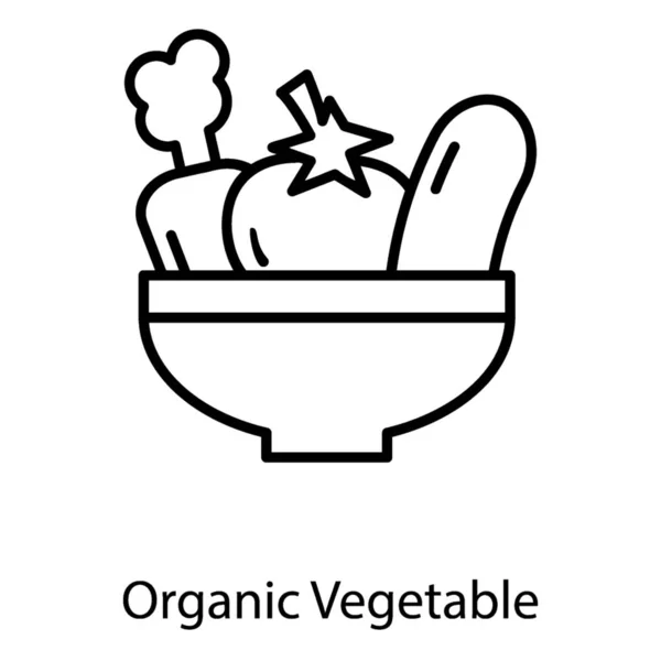 Icono Cuenco Verduras Orgánicas — Vector de stock
