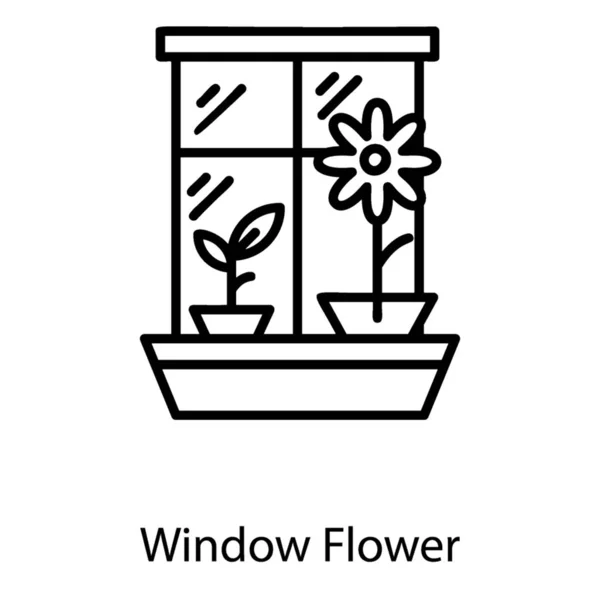 Linie Fenster Blume Vektor Design — Stockvektor