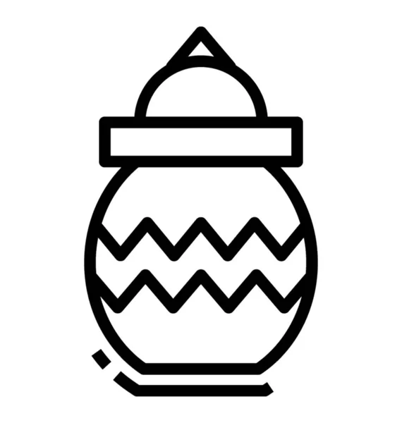 Pot Argile Décoré Icône Ligne Pot Antique — Image vectorielle